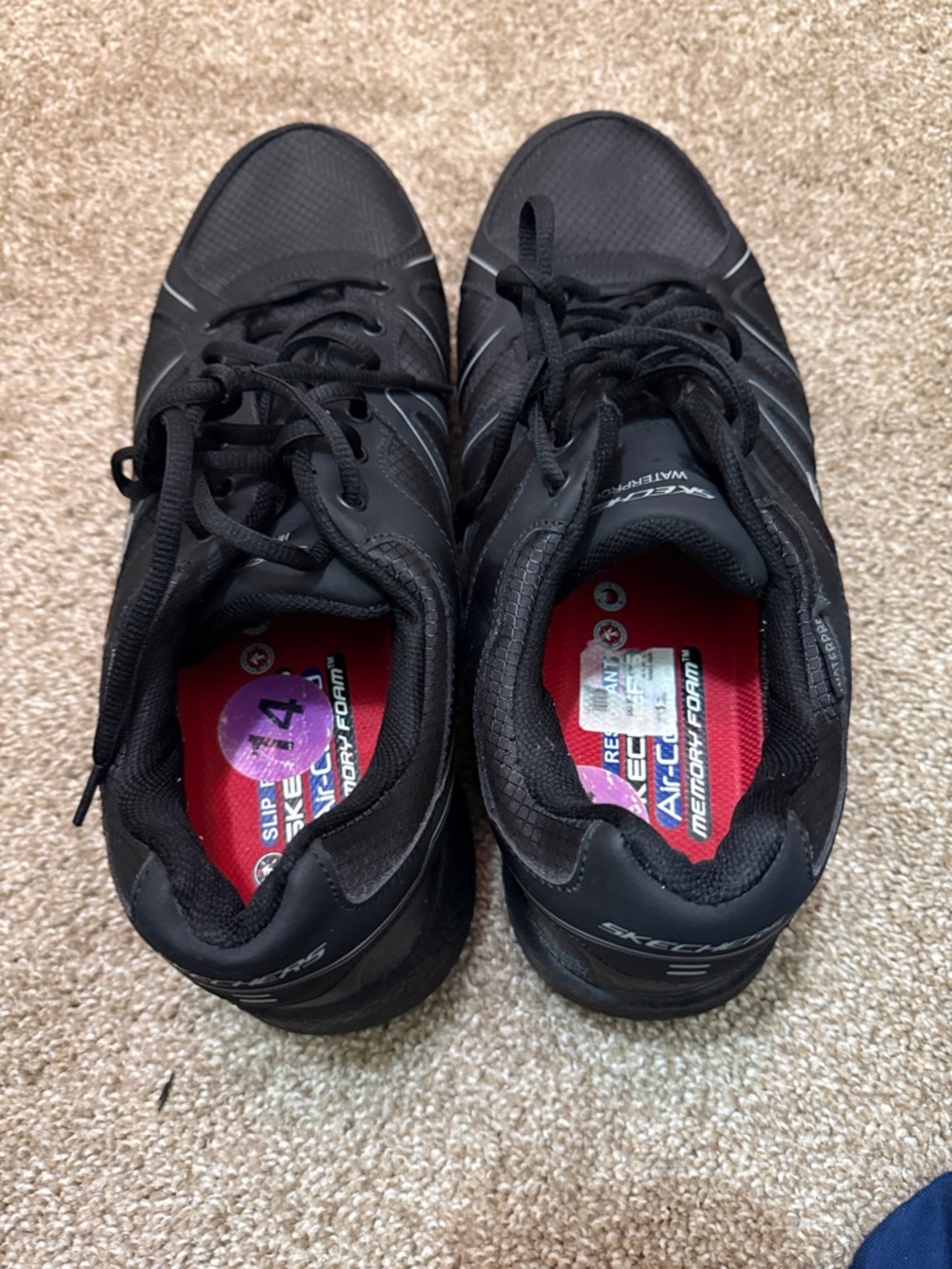 Skechers Men’s Black Athletic Lace-Up Sneakers with Red Insoles